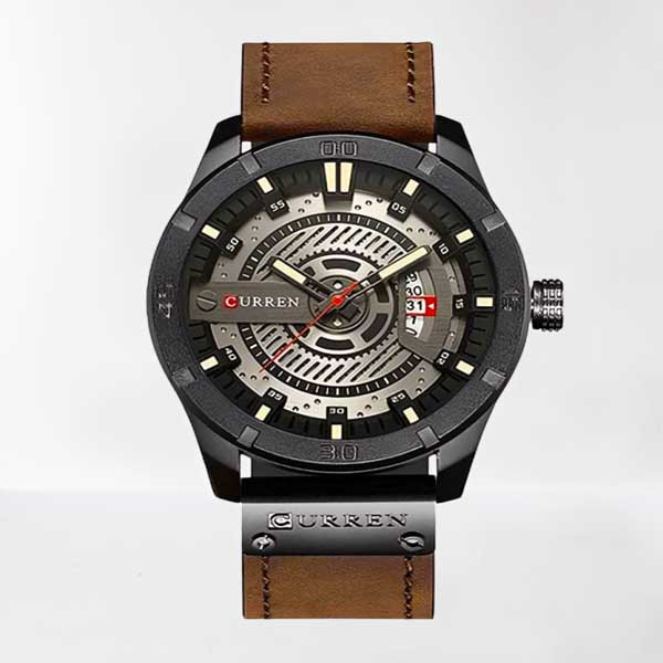 Curren 8301 Brown Leather Analog Watch for Men